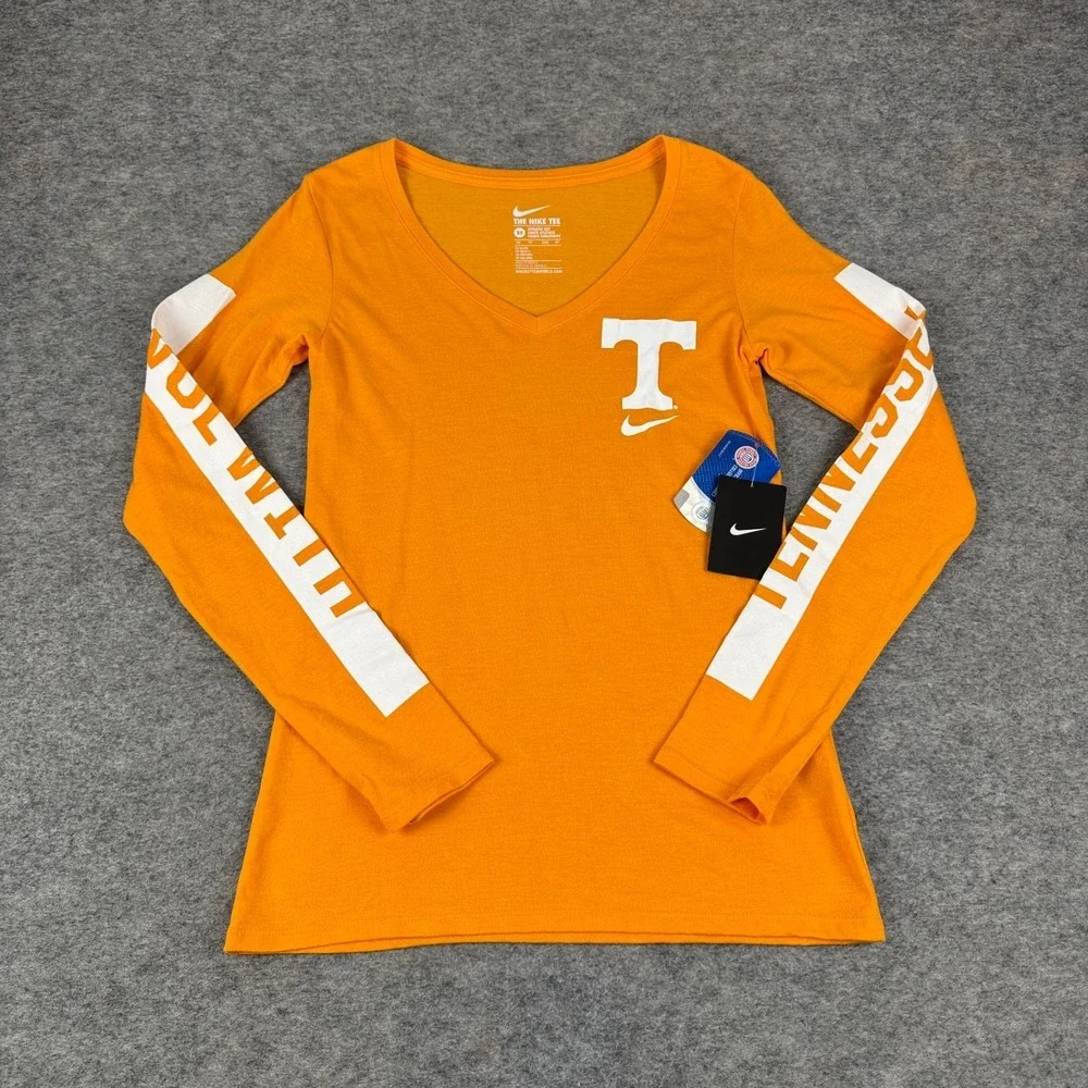 Nike Tennessee Volunteers Vols T-Shirt Athletic Cut Long Sleeve Orange Womens XS